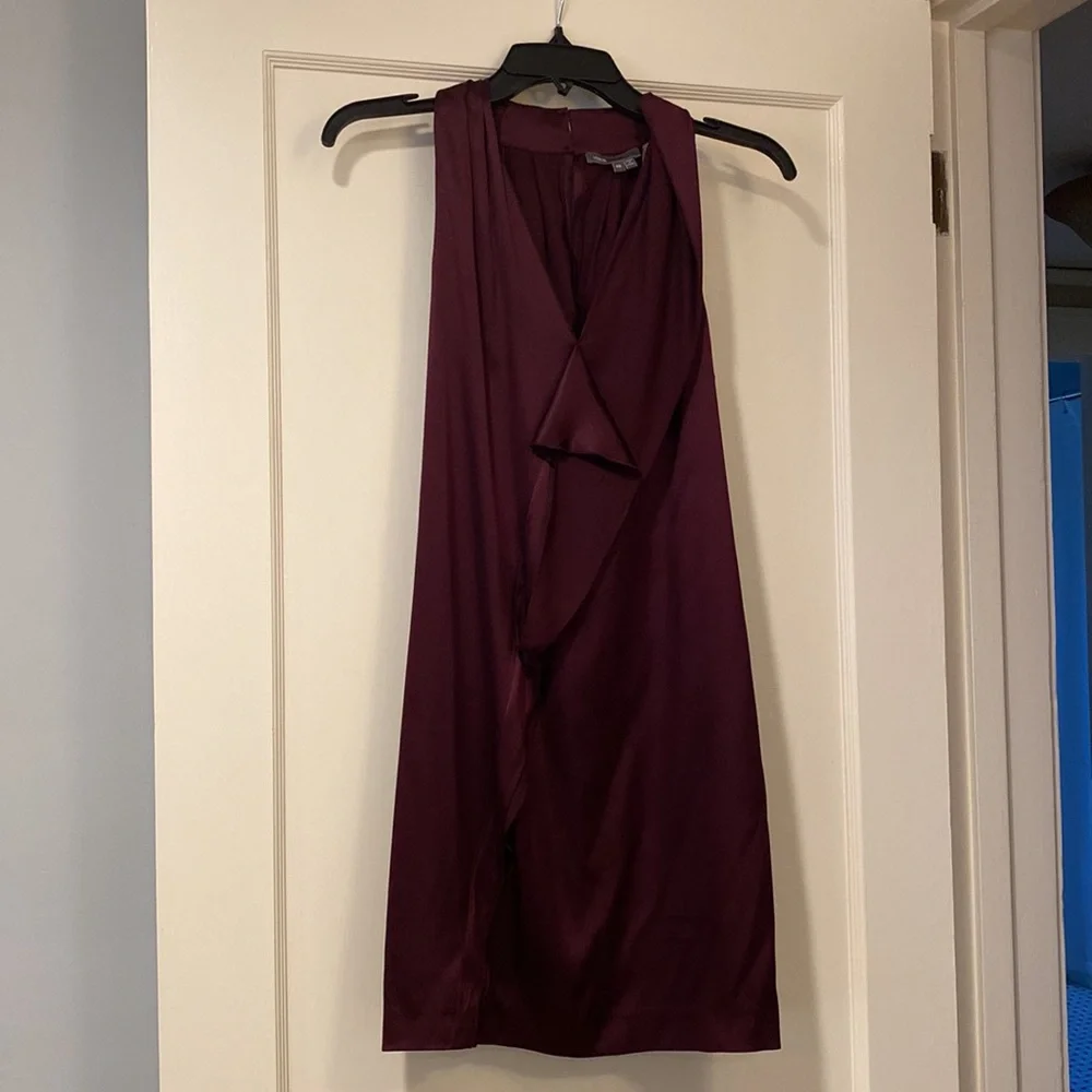 Vince Silk Halter Mini Dress - size XS - Burgundy Wine - Picture 1 of 12